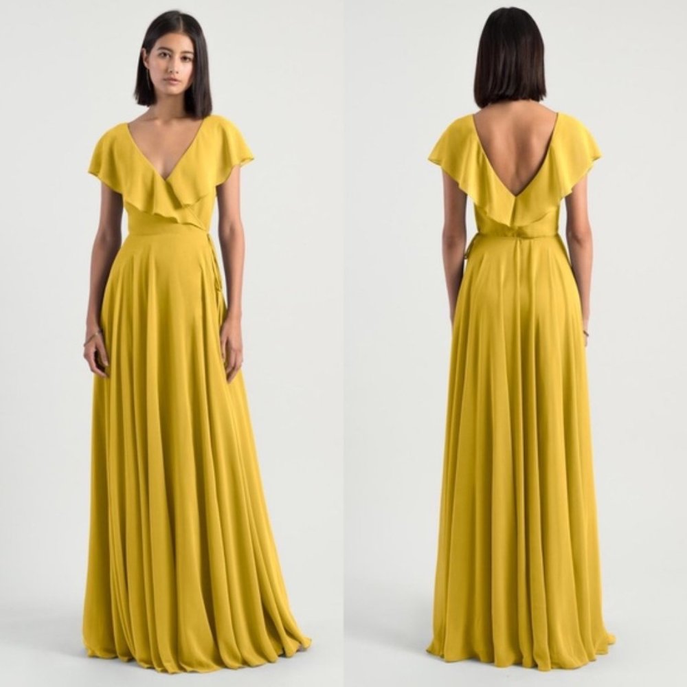 Jenny Yoo Faye Chartreuse Chiffon Dress - NWT